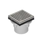 2 in. Clamp Down PVC Shower Drain with 4 in. x 4 in. Squares Pattern Stainless Steel Cover in Satin Stainess 