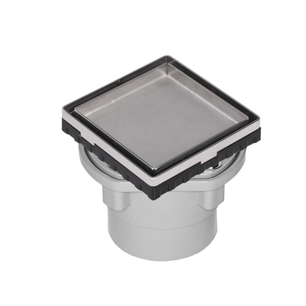 4X4 IN. LTD 4 TILE INSERT COMPLETE KIT IN POLISHED STAINLESS WITH PVC DRAIN BODY 