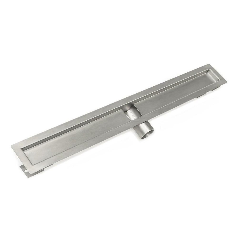 24 IN. STAINLESS STEEL SIDE OUTLET CHANNEL FOR FTS SERIES WITH 2 IN. NO HUB OUTLET 