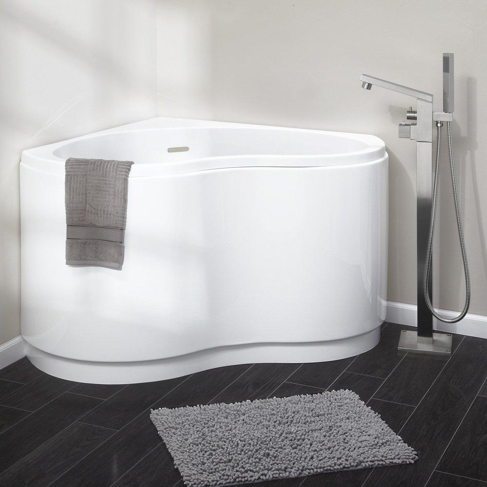 49 KENORA ACRYLIC CORNER TUB - BRUSHED NICKEL TRIM 