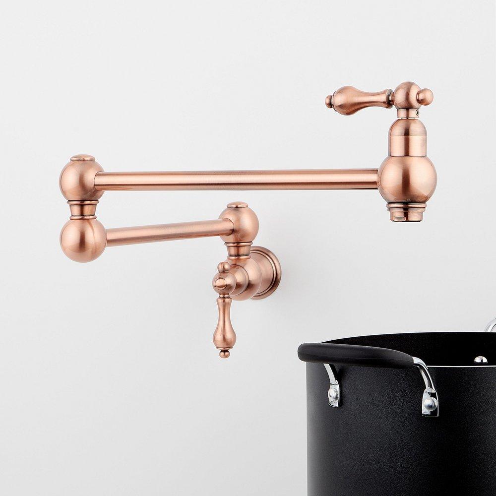 VIVAN RETRACTABLE WALL-MOUNT POT FILLER FAUCET - SATIN COPPER 