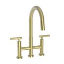 Two Handle Bridge Kitchen Faucet in Satin Brass - PVD
