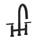 Two Handle Bridge Kitchen Faucet in Flat Black