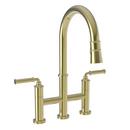 Two Handle Bridge Kitchen Faucet in Polished Brass Uncoated - Living