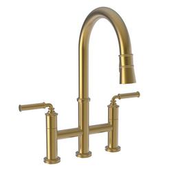 Two Handle Bridge Pull Down Kitchen Faucet in Satin Bronze - PVD