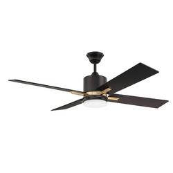 52in. Ceiling Fan with Light Kit in Satin Brass/Flat Black