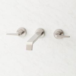 Two Handle Wall Mount Tub Filler in Brushed Nickel