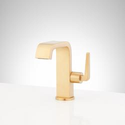 Single Handle Monoblock Bathroom Sink Faucet in Brushed Gold