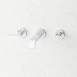 Two Handle Wall Mount Widespread Bathroom Sink Faucet in Polished Chrome