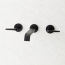 Two Handle Wall Mount Widespread Bathroom Sink Faucet in Matte Black