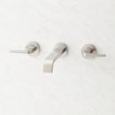 Two Handle Wall Mount Widespread Bathroom Sink Faucet in Brushed Nickel