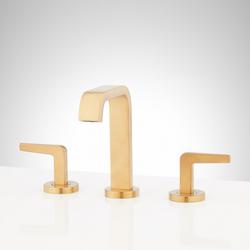 Two Handle Widespread Bathroom Sink Faucet in Brushed Gold