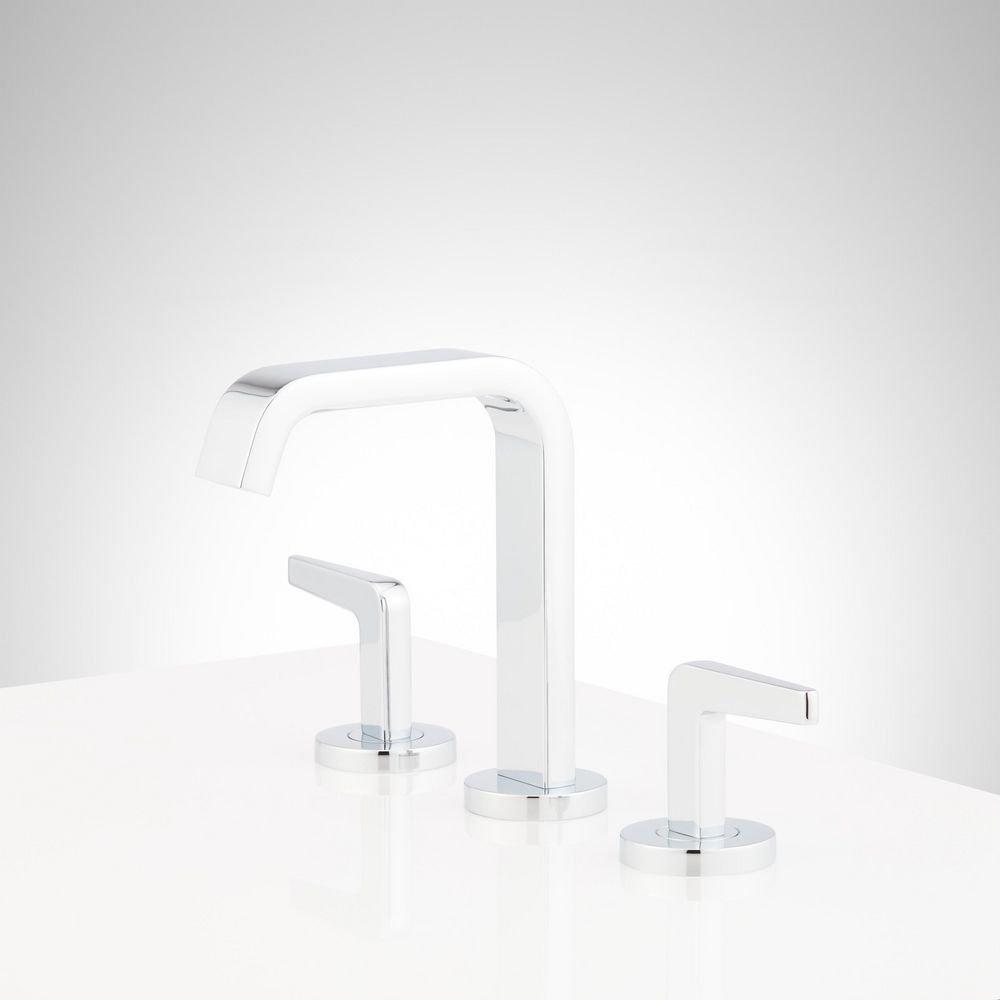 Signature Hardware Chrome Two Handle Widespread Bathroom Sink Faucet 