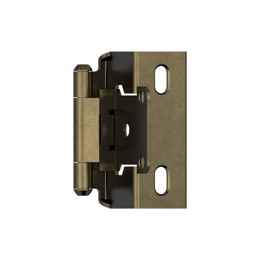 1/2 IN - 13 MM - OVERLAY SELF CLOSING FULL WRAP BURNISHED BRASS CABINET HINGE - 1 PAIR BUBR 