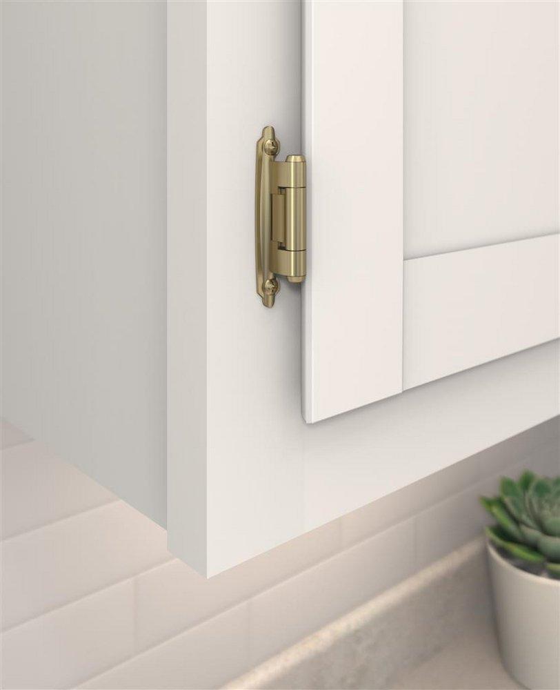 VARIABLE OVERLAY SELF CLOSING FACE MOUNT REVERSE BEVEL GOLDEN CHAMPAGNE CABINET HINGE - 1 PAIR GOCH 