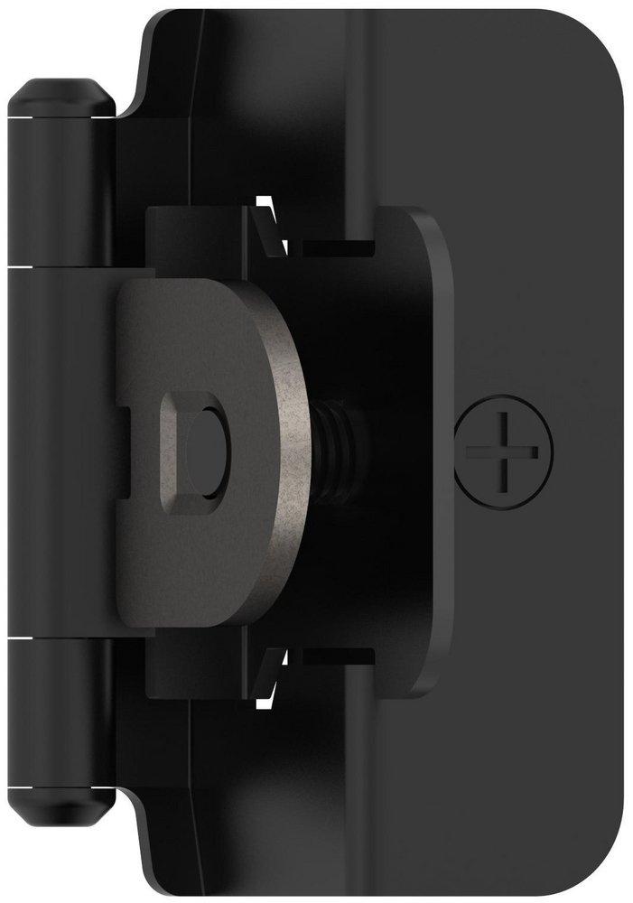 1/2 IN - 13 MM - OVERLAY DOUBLE DEMOUNTABLE MATTE BLACK CABINET HINGE - 1 PAIR MABL 