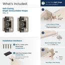 1/2 IN - 13 MM - OVERLAY SINGLE DEMOUNTABLE PARTIAL WRAP NICKEL CABINET HINGE - 1 PAIR NI 