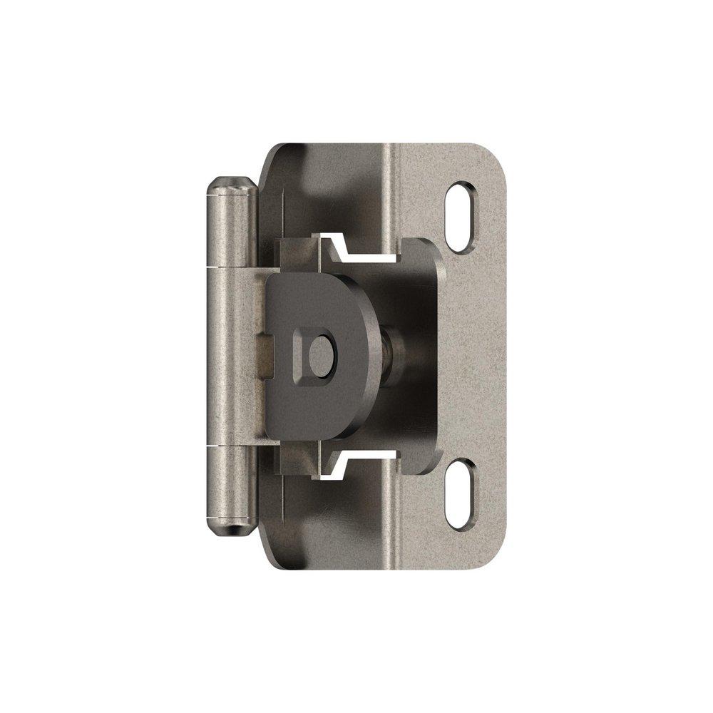 1/2 IN - 13 MM - OVERLAY SINGLE DEMOUNTABLE PARTIAL WRAP NICKEL CABINET HINGE - 1 PAIR NI 
