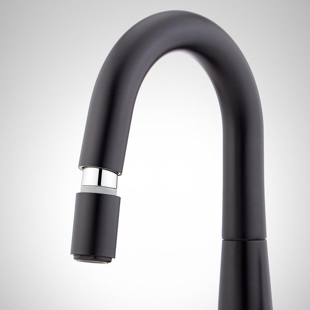Signature Hardware Matte Black Single Handle Monoblock Bathroom Sink Faucet 