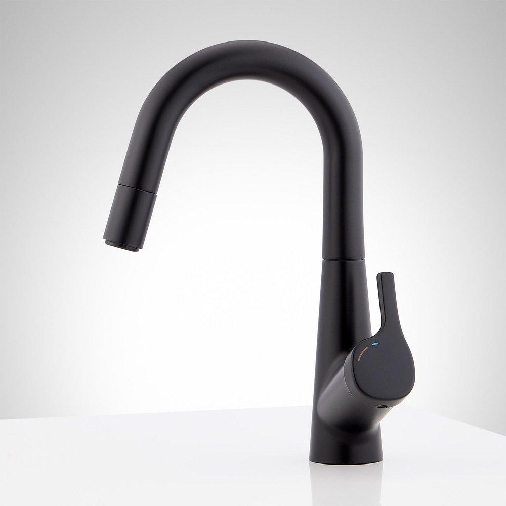 Signature Hardware Matte Black Single Handle Monoblock Bathroom Sink Faucet 