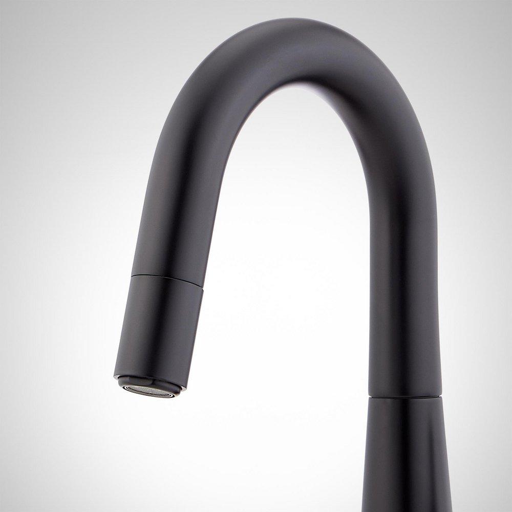 Signature Hardware Matte Black Single Handle Monoblock Bathroom Sink Faucet 