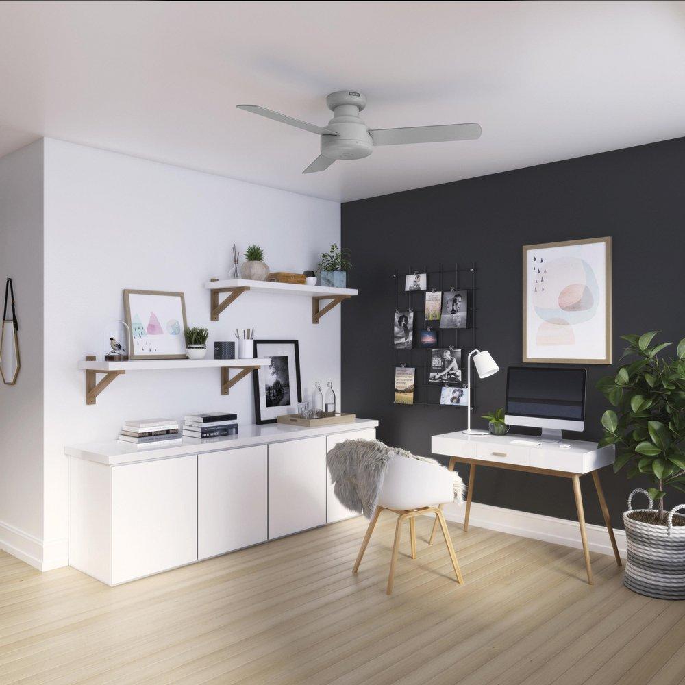 44in. 3-Blade Hugger Indoor Ceiling Fan with Wall Control in Dove Grey 