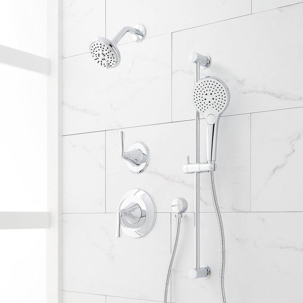PROVINCETOWN PRESSURE BALANCE SHOWER SYSTEM WITH SLIDE BAR AND HAND SHOWER - CHROME 