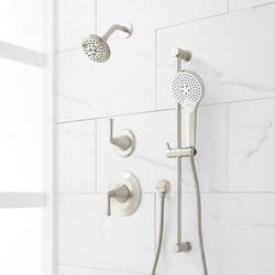 Single Handle Multi Function Pressure Balancing Valve Shower System with Slide Bar and Hand Shower in Brushed Nickel