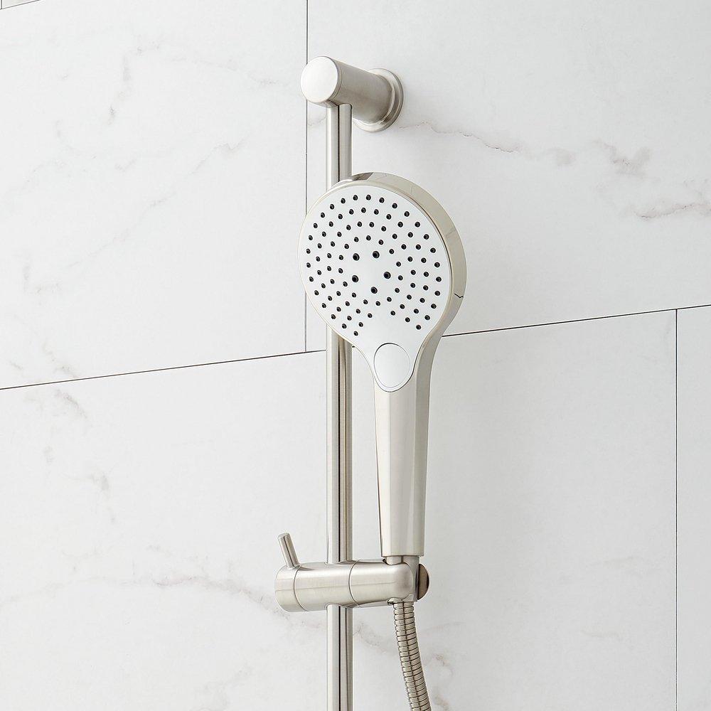 PROVINCETOWN PRESSURE BALANCE SHOWER SYSTEM WITH SLIDE BAR AND HAND SHOWER - BRUSHED NICKEL 
