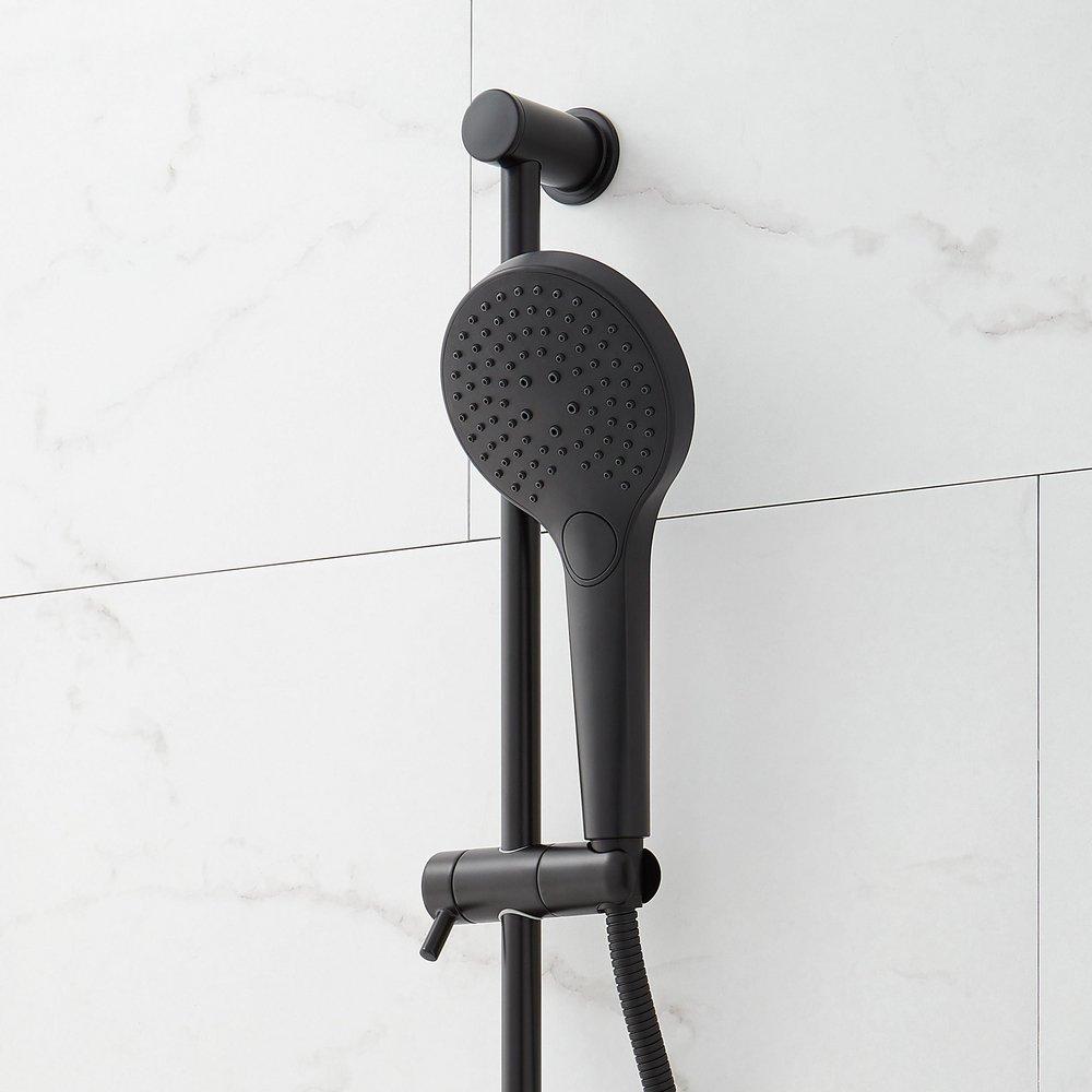 PROVINCETOWN PRESSURE BALANCE SHOWER SYSTEM WITH SLIDE BAR AND HAND SHOWER - MATTE BLACK 