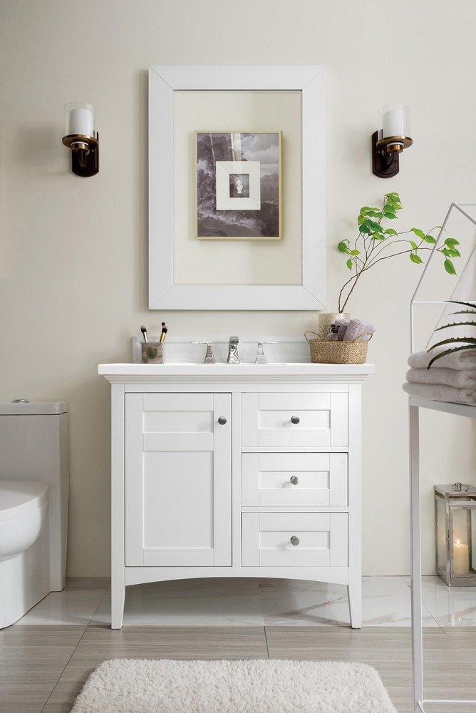 36 in. Floor Mount Vanity in Bright White 