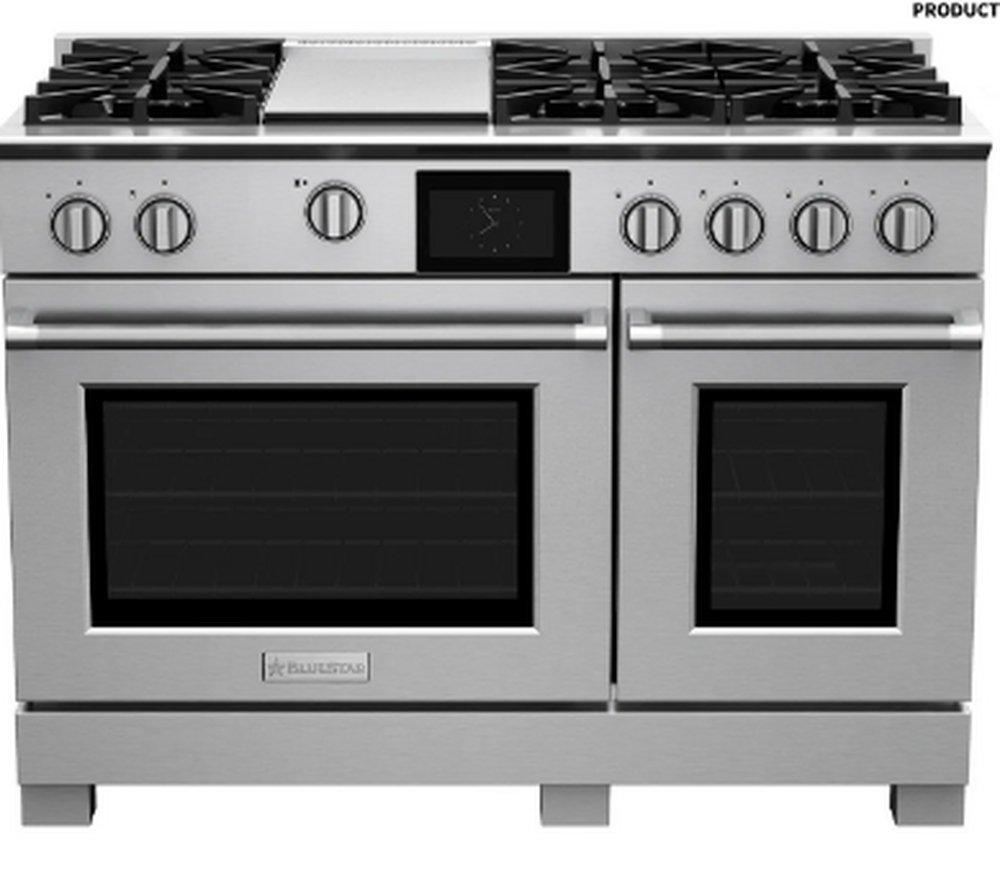 48 DUAL FUEL RANGE - 6 BURNERS W/ 12 GRIDDLE FUEL TYPE LIQUID PROPANE LP - FINISH STAINLESS STEEL -TRIM STANDARD BRUSHED STAINLESS STEEL 