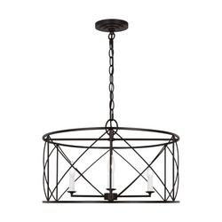 60W 4-Light Candelabra E-12 Outdoor Pendant in Aged Iron
