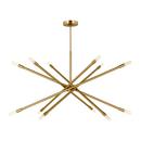 42 x 78-1/4 in. 60W 12-Light 2-Tier Modern Chandelier in Burnished Brass