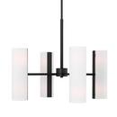 CAPALINO MODERN 8-LIGHT INDOOR DIMMABLE MEDIUM CHANDELIER IN MIDNIGHT BLACK FINISH WITH WHITE LINEN FABRIC SHADES 