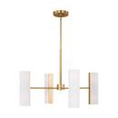 30 x 63-1/8 in. 60W 8-Light 1-Tier Modern Chandelier in Satin Brass