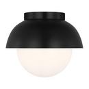 HYDE MODERN 1-LIGHT INDOOR DIMMABLE MEDIUM FLUSH MOUNT CEILING LIGHT IN MIDNIGHT BLACK FINISH WITH OPAL GLASS SHADE 
