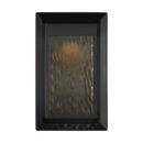 URBANDALE MODERN 1-LIGHT OUTDOOR EXTERIOR LARGE LED LANTERN SCONCE LIGHT IN TEXTURED BLACK FINISH WITH WATER GLASS PANELS 