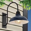 STANLEY 12.25 1 LIGHT FARMHOUSE INDUSTRIAL INDOOR OUTDOOR IRON LED GOOSENECK ARM OUTDOOR SCONCE NAVY 