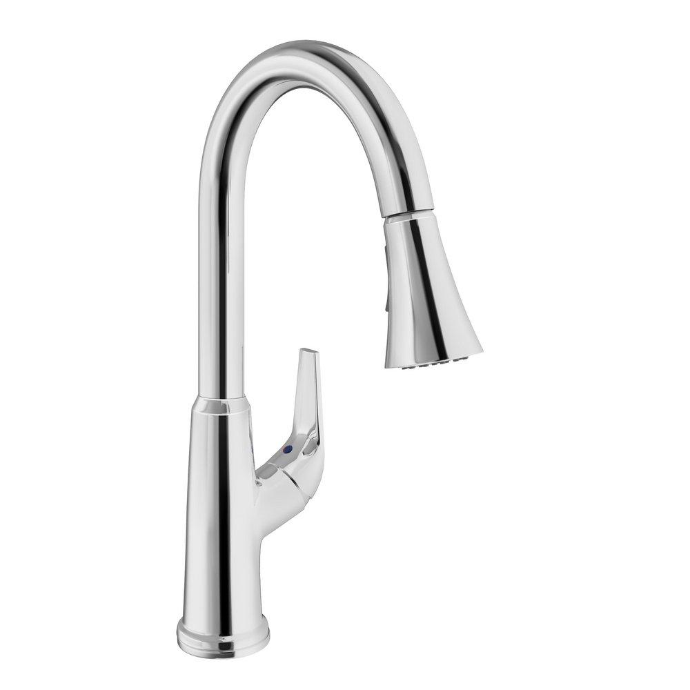 Single Handle Pull Down Kitchen Faucet in Polished Chrome 