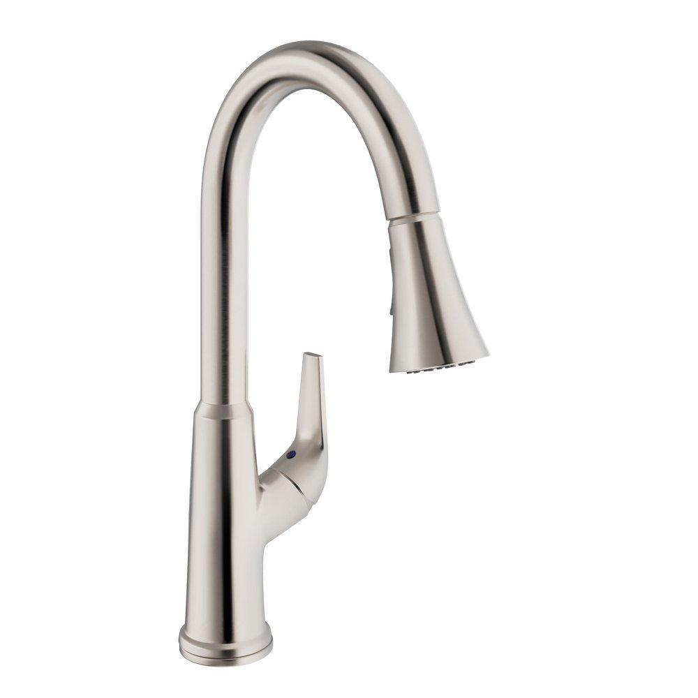 Single Handle Pull Down Kitchen Faucet in Brushed Nickel 
