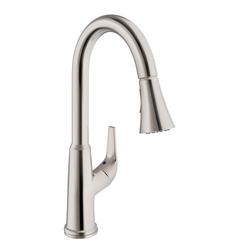 Single Handle Pull Down Kitchen Faucet in Brushed Nickel