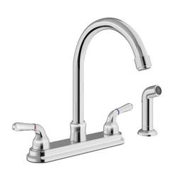 Two Handle Pull Down Kitchen Faucet with Side Spray in Chrome