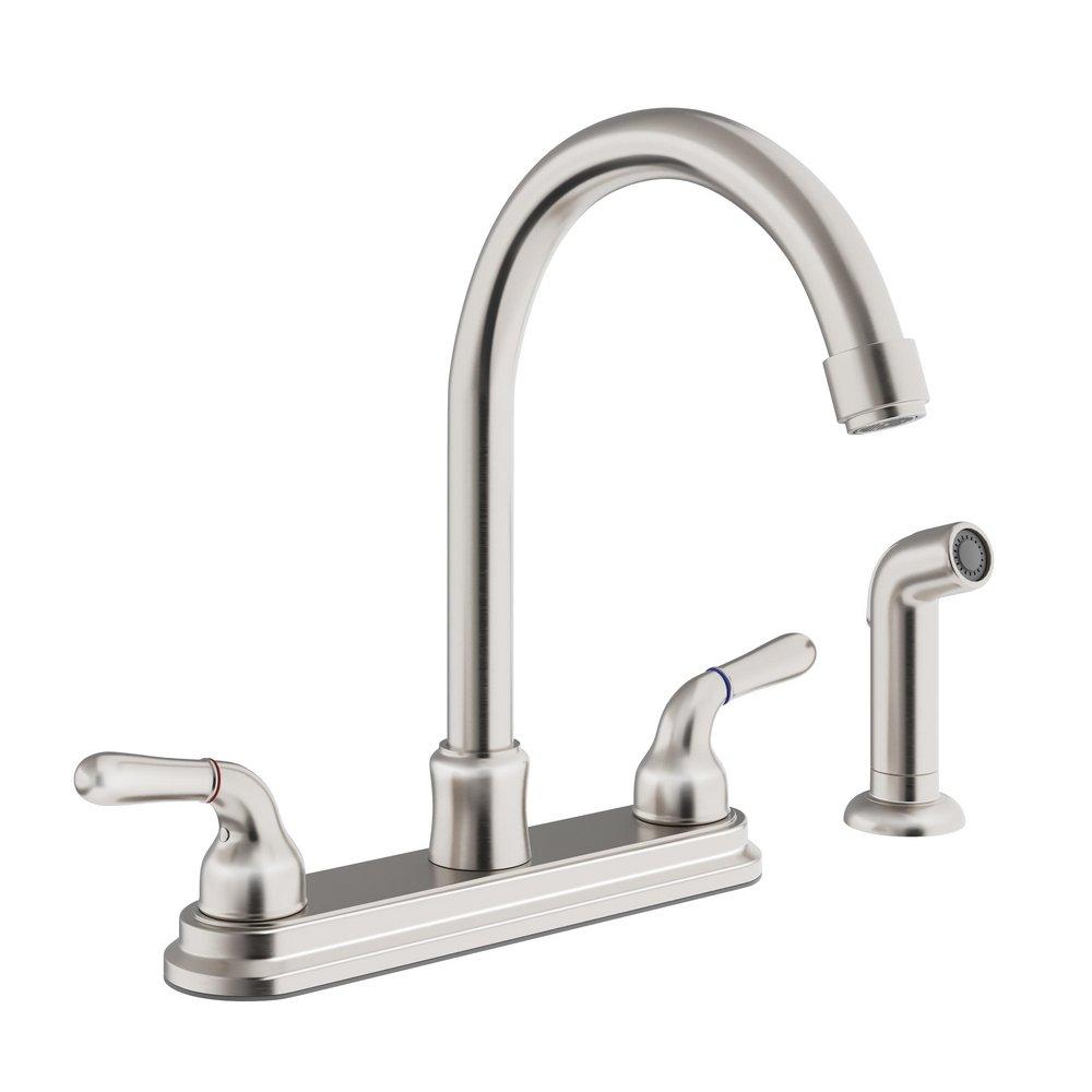 Two Handle Widespread Kitchen Faucet in Brushed Nickel 