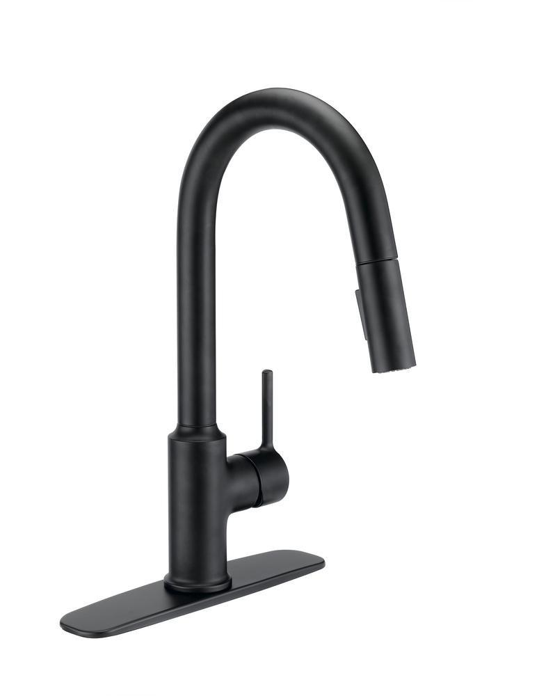 Single Handle Pull Down Kitchen Faucet in Matte Black 