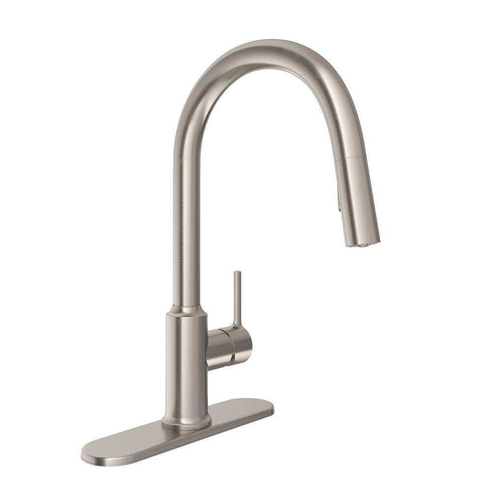 Single Handle Pull Down Kitchen Faucet in Brushed Nickel 