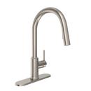 Single Handle Pull Down Kitchen Faucet in Brushed Nickel 
