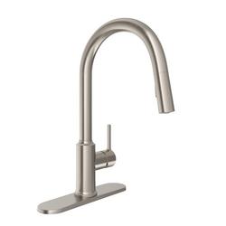 Single Handle Pull Down Kitchen Faucet in Brushed Nickel
