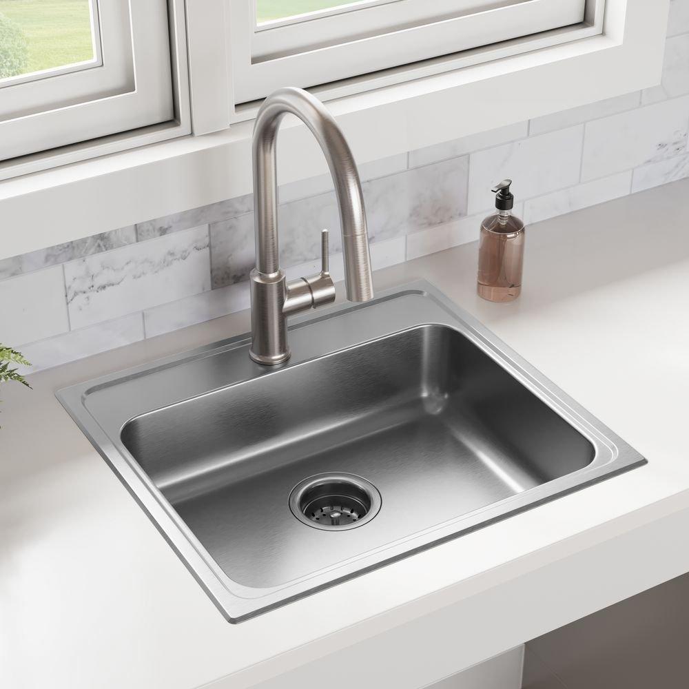 PROFLO&reg; Brushed Nickel Single Handle Pull Down Kitchen Faucet 
