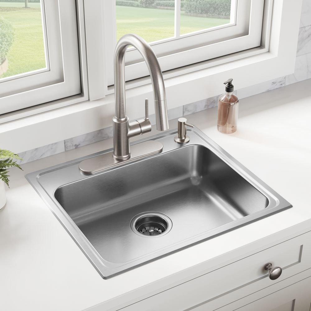 PROFLO&reg; Brushed Nickel Single Handle Pull Down Kitchen Faucet 